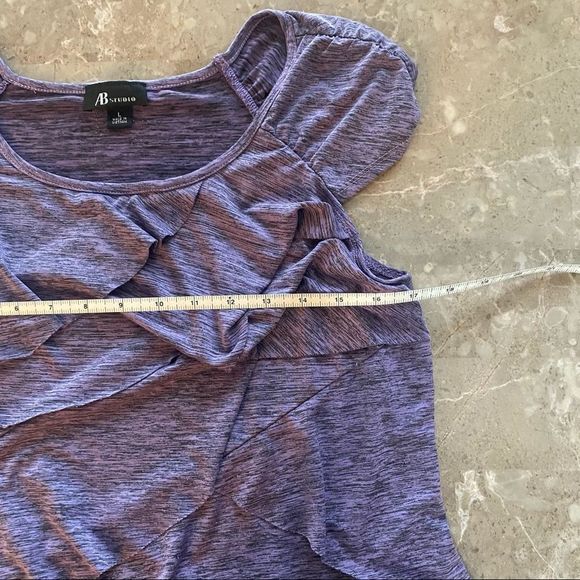 AB STUDIO Heather Purple Lilac Tiered Layered Ruffle Top Shirt Blouse Stretch L - Picture 8 of 11